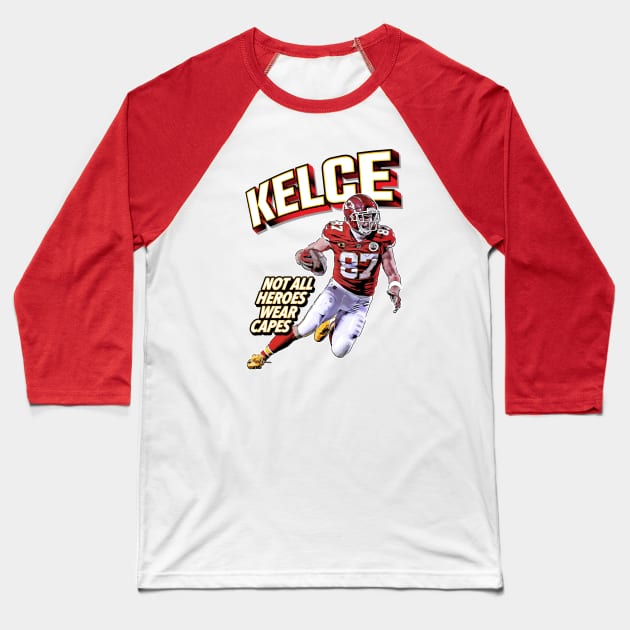 Travis Kelce Superhero Baseball T-Shirt by Super Secret Villain